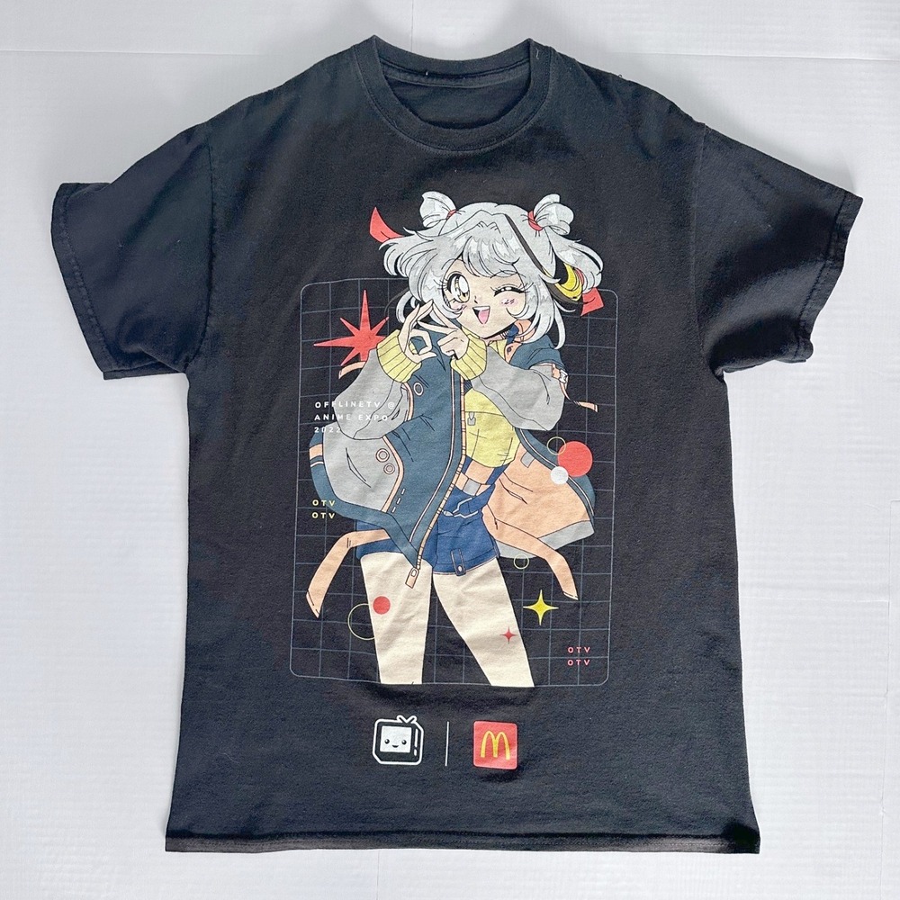 OfflineTV McDonald's Anime Expo 2022 Black Graphic T-Shirt Size M OTV Promo Tee